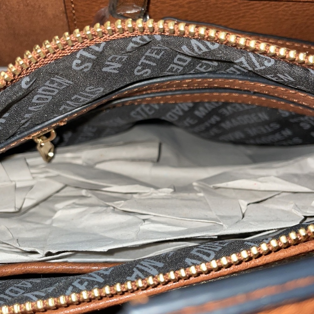 NWOT Steve Madden Tan Leather Handbag - Picture 4 of 9